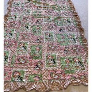 Vintage 70's Sears "Katie's Patchwork" Twin Bedspread , Comforter Ruffles